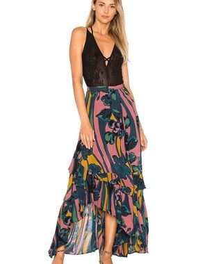 Free People Bring Back Summer Printed Maxi Skirt. Size 6